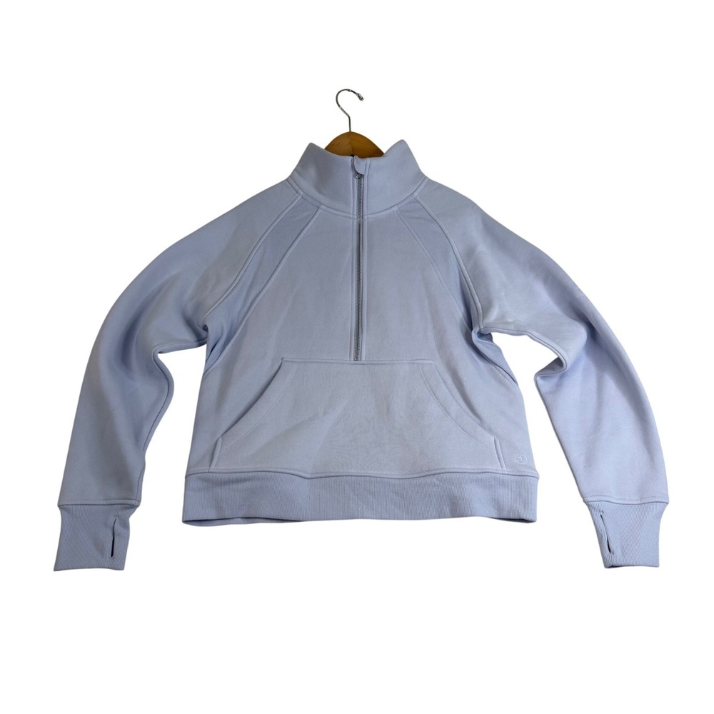 Danskin Womens Light Blue Quarter Zip Pullover Sweatshirt Thumbholes 1722805 S